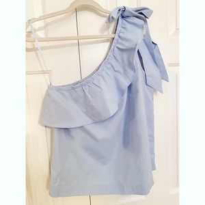 Vineyard Vines One Shoulder Chambray Top Size 14